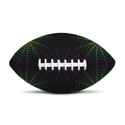 Purple And Green Spider Web Print Rugby Ball