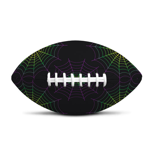 Purple And Green Spider Web Print Rugby Ball