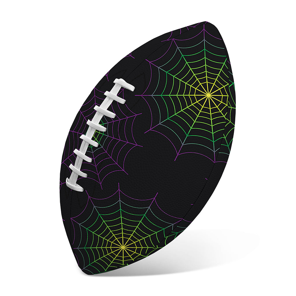Purple And Green Spider Web Print Rugby Ball