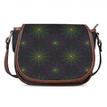 Purple And Green Spider Web Print Saddle Bag