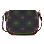 Purple And Green Spider Web Print Saddle Bag