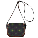 Purple And Green Spider Web Print Saddle Bag