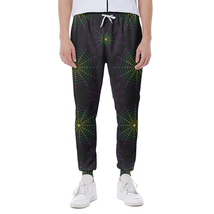 Purple And Green Spider Web Print Scuba Joggers