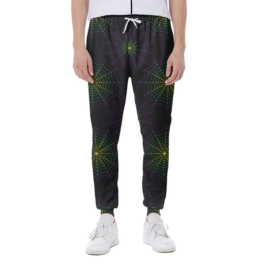 Purple And Green Spider Web Print Scuba Joggers