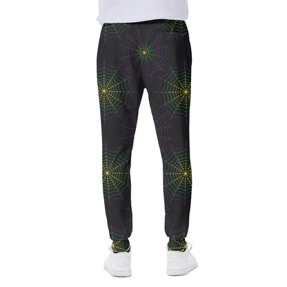 Purple And Green Spider Web Print Scuba Joggers