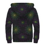 Purple And Green Spider Web Print Sherpa Lined Zip Up Hoodie