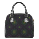 Purple And Green Spider Web Print Shoulder Handbag