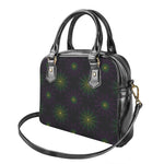 Purple And Green Spider Web Print Shoulder Handbag