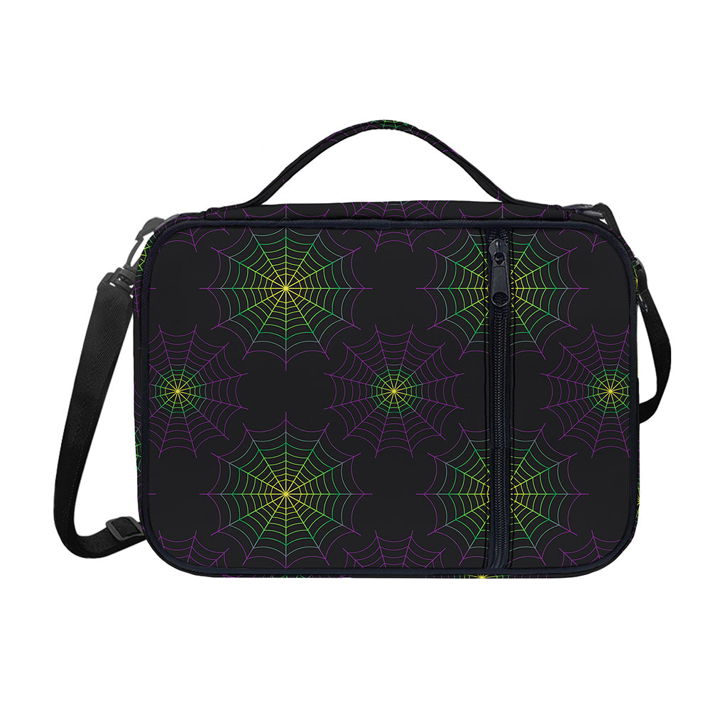 Purple And Green Spider Web Print Shoulder Strap Bible Bag