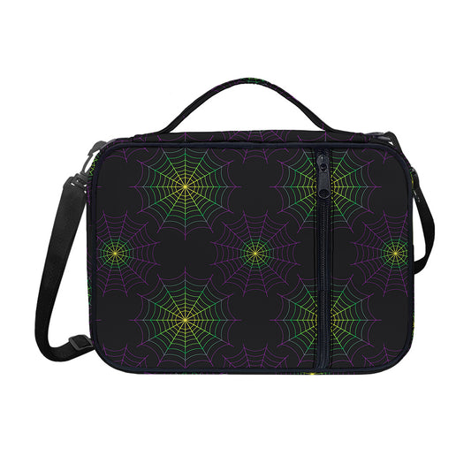 Purple And Green Spider Web Print Shoulder Strap Bible Bag