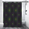 Purple And Green Spider Web Print Shower Curtain