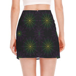 Purple And Green Spider Web Print Side Slit Mini Skirt