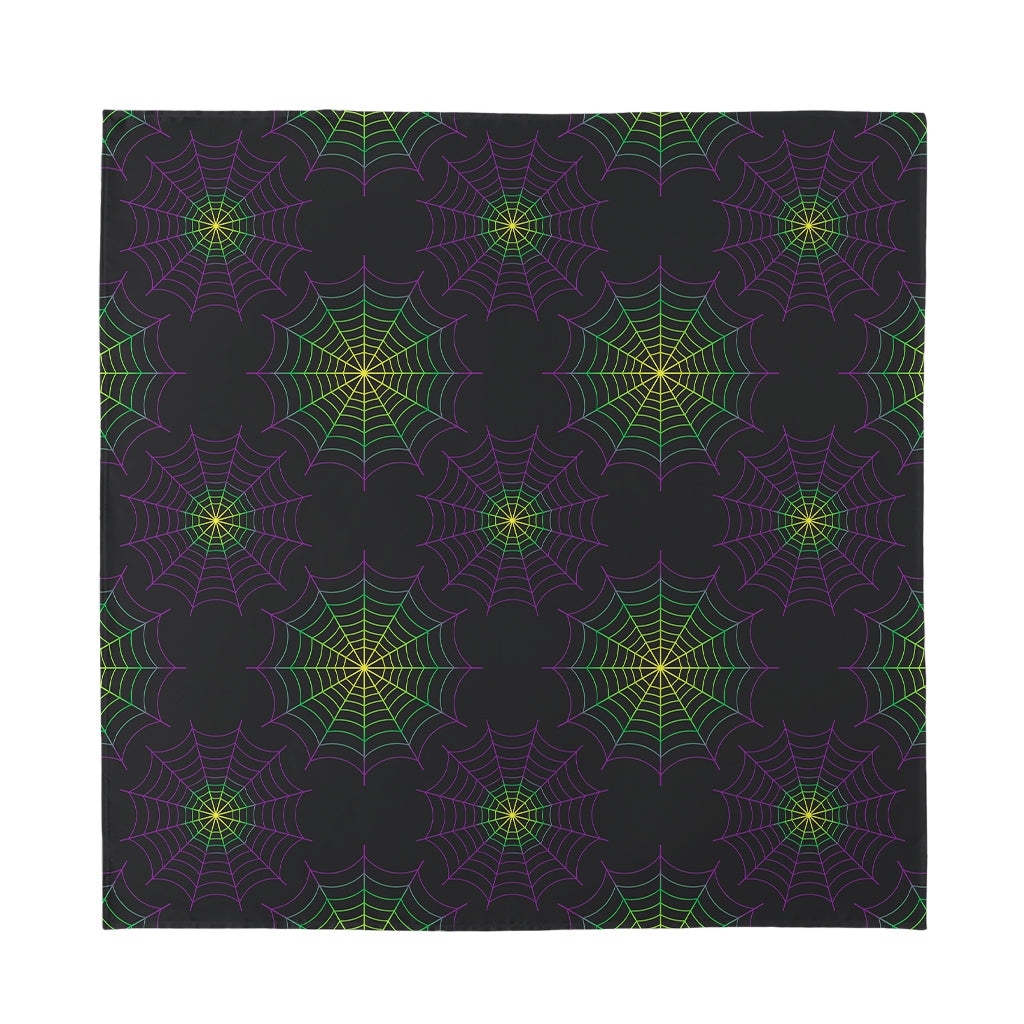 Purple And Green Spider Web Print Silk Bandana