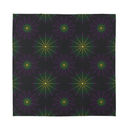 Purple And Green Spider Web Print Silk Bandana