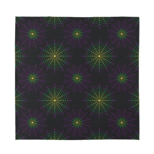 Purple And Green Spider Web Print Silk Bandana