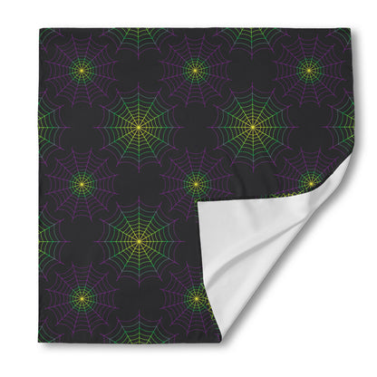 Purple And Green Spider Web Print Silk Bandana