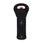 Purple And Green Spider Web Print Single Neoprene Wine Tote