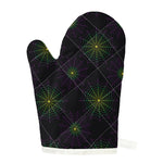 Purple And Green Spider Web Print Single Oven Mitt