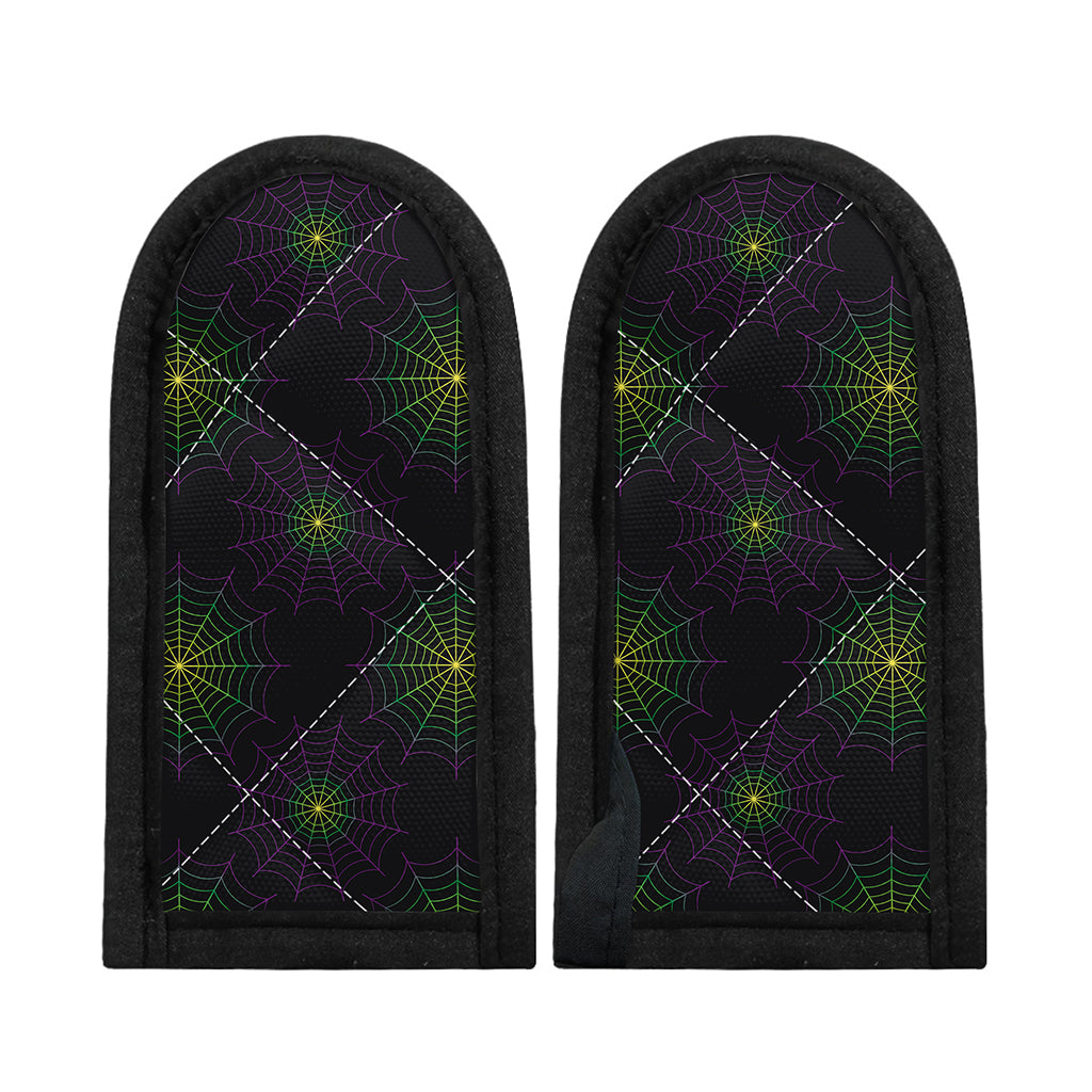 Purple And Green Spider Web Print Skillet Handle Cover
