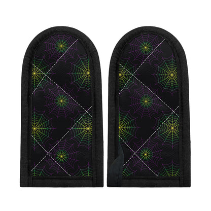 Purple And Green Spider Web Print Skillet Handle Cover