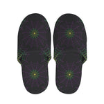 Purple And Green Spider Web Print Slippers