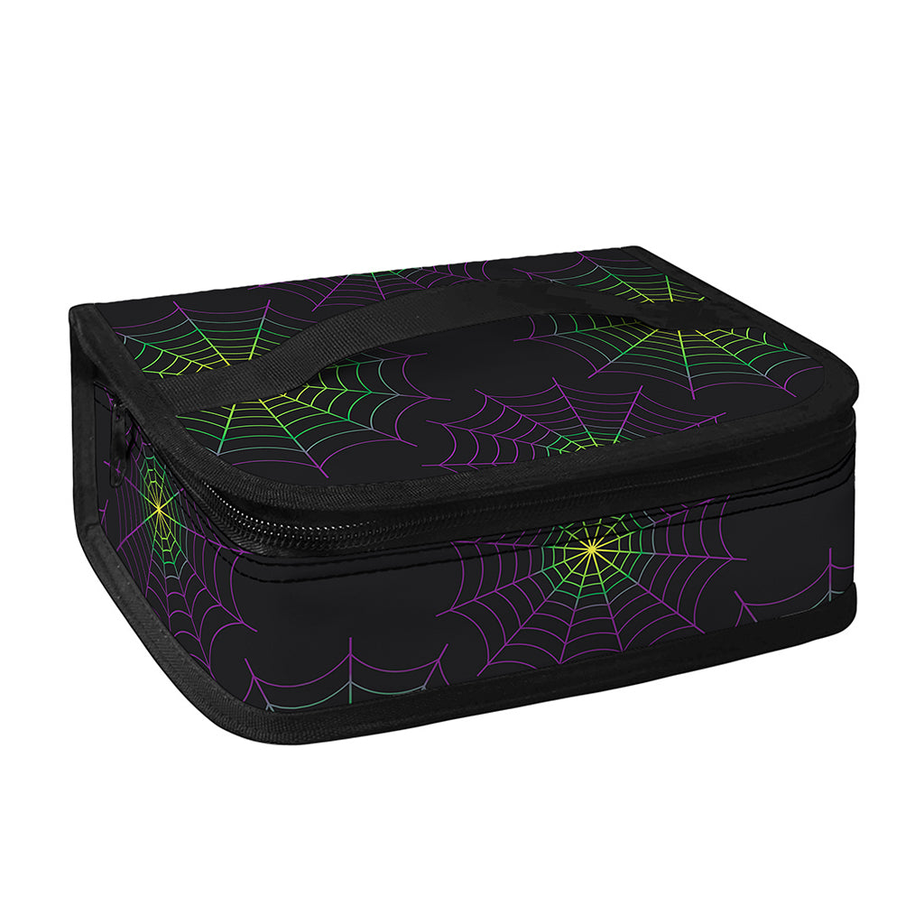 Purple And Green Spider Web Print Small Lunch Bag