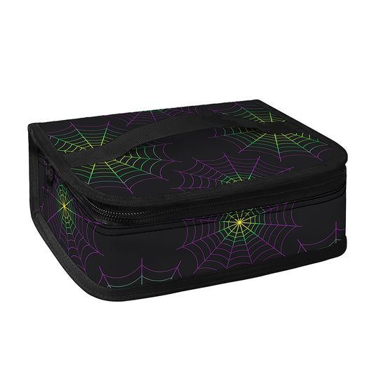 Purple And Green Spider Web Print Small Lunch Bag