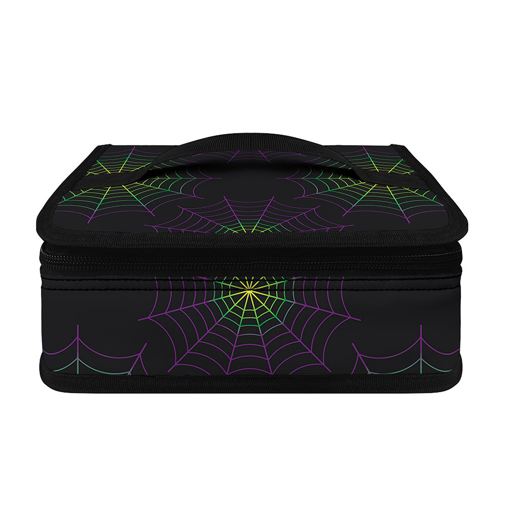 Purple And Green Spider Web Print Small Lunch Bag
