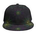 Purple And Green Spider Web Print Snapback Cap