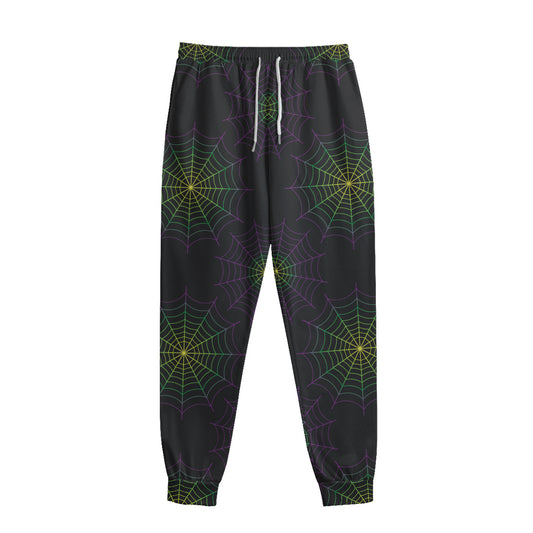 Purple And Green Spider Web Print Sweatpants