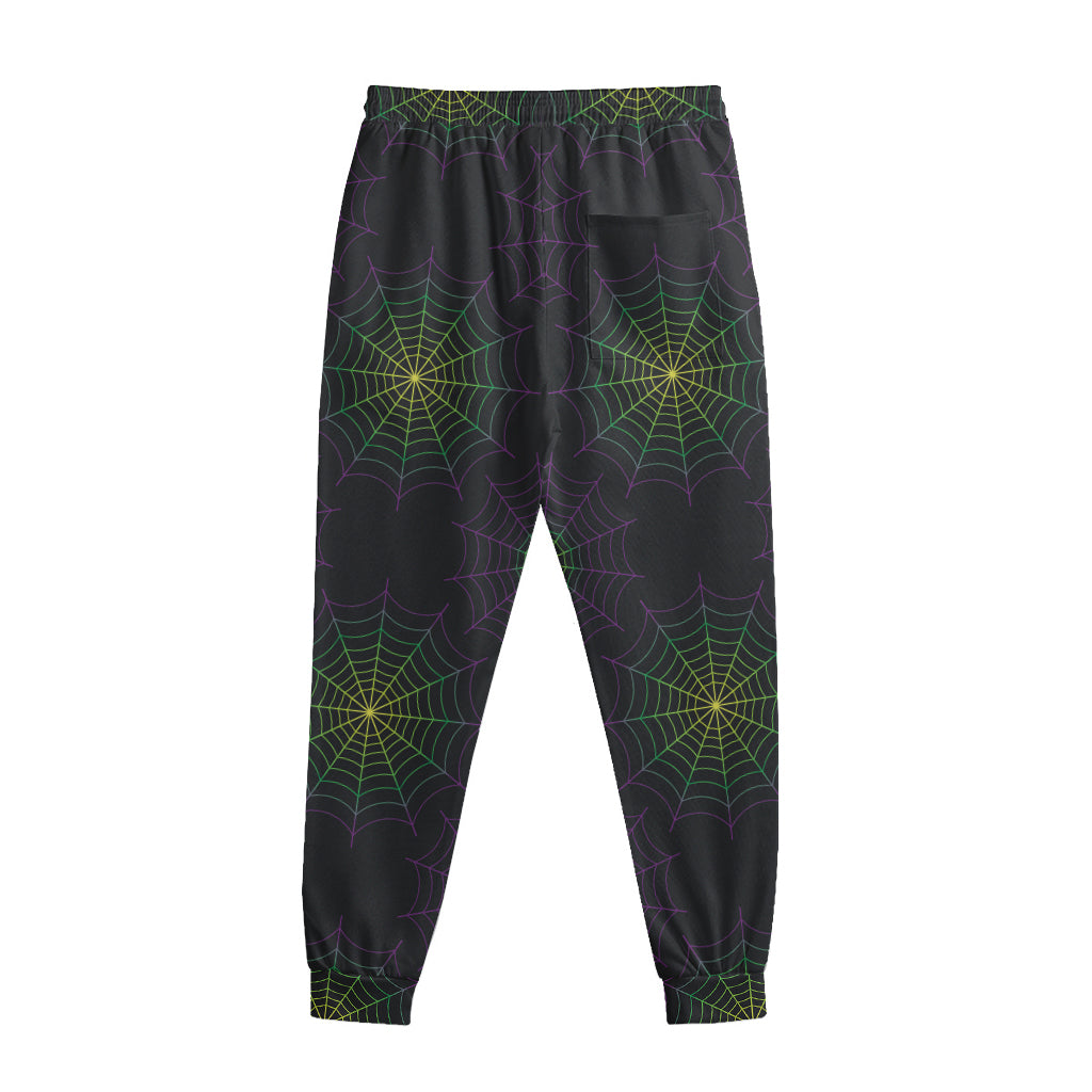 Purple And Green Spider Web Print Sweatpants