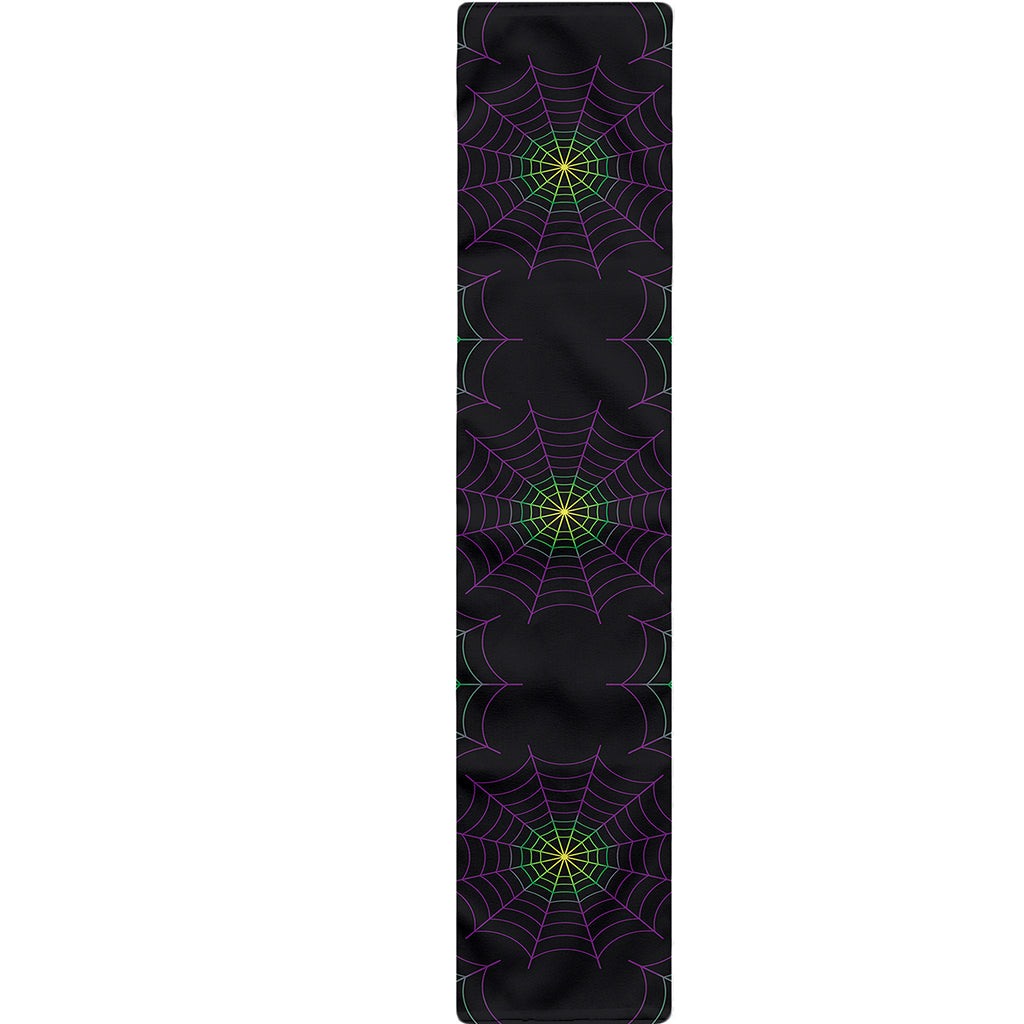 Purple And Green Spider Web Print Table Runner