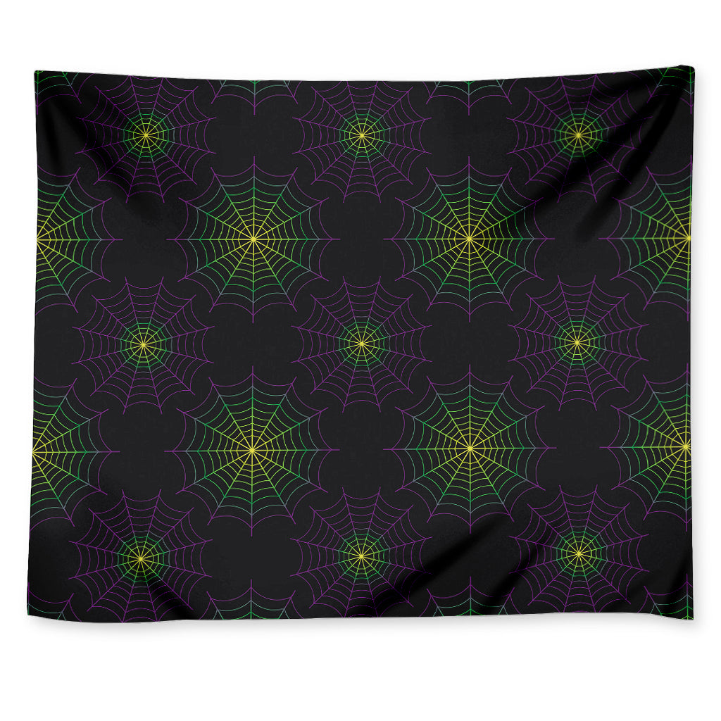 Purple And Green Spider Web Print Tapestry