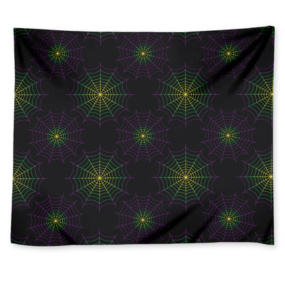 Purple And Green Spider Web Print Tapestry