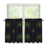 Purple And Green Spider Web Print Tier Curtains
