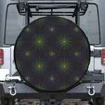 Purple And Green Spider Web Print Tire Cover
