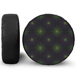 Purple And Green Spider Web Print Tire Cover