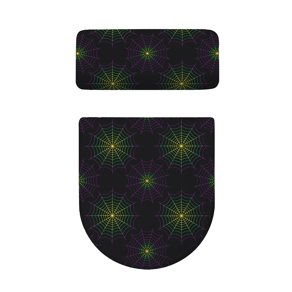 Purple And Green Spider Web Print Toilet Lid And Tank Cover Set