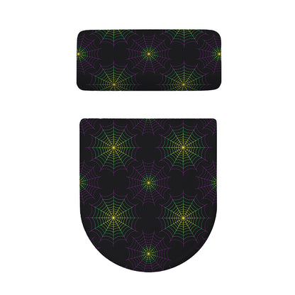 Purple And Green Spider Web Print Toilet Lid And Tank Cover Set