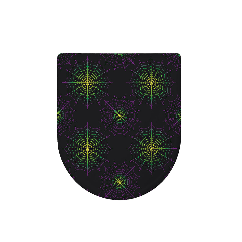 Purple And Green Spider Web Print Toilet Lid Cover