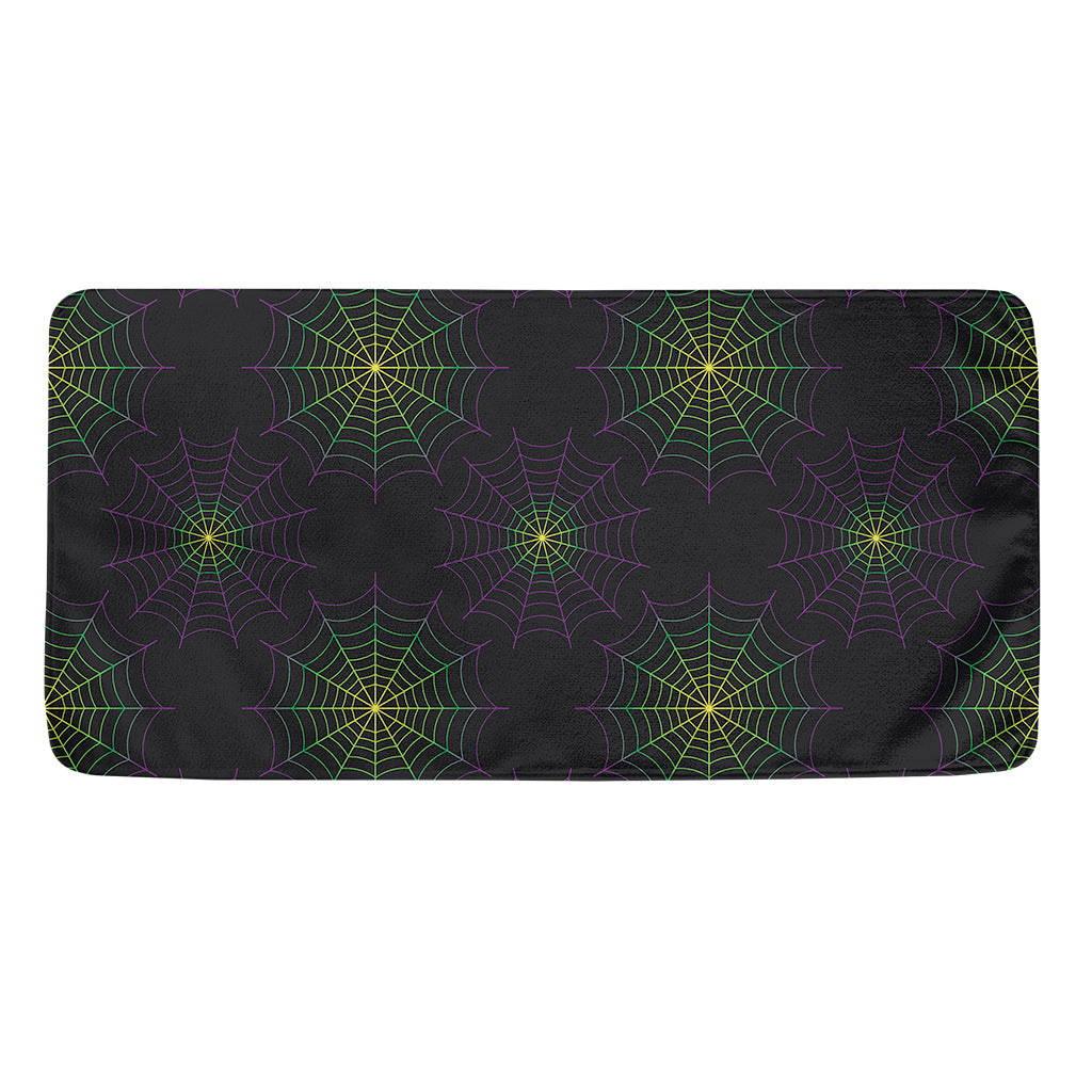 Purple And Green Spider Web Print Towel