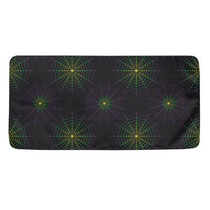 Purple And Green Spider Web Print Towel