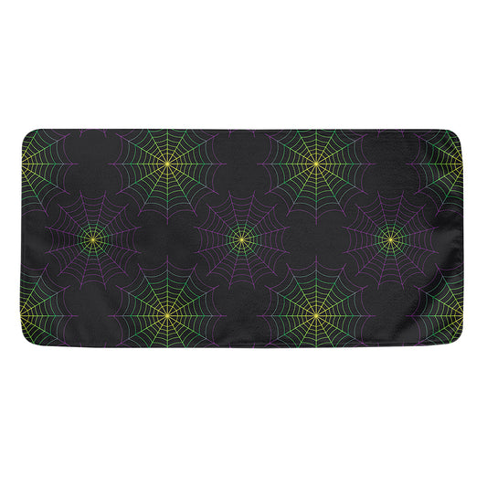 Purple And Green Spider Web Print Towel