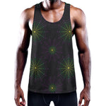 Purple And Green Spider Web Print Training Tank Top
