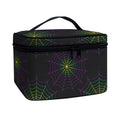 Purple And Green Spider Web Print Travel Makeup Bag
