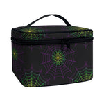 Purple And Green Spider Web Print Travel Makeup Bag