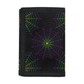 Purple And Green Spider Web Print Trifold Wallet