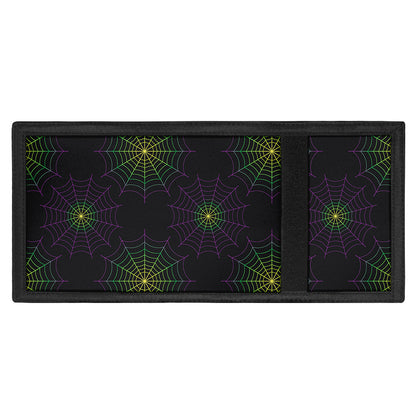 Purple And Green Spider Web Print Trifold Wallet