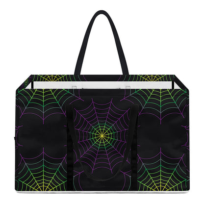 Purple And Green Spider Web Print Utility Tote Bag