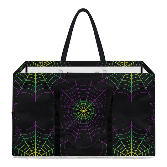 Purple And Green Spider Web Print Utility Tote Bag